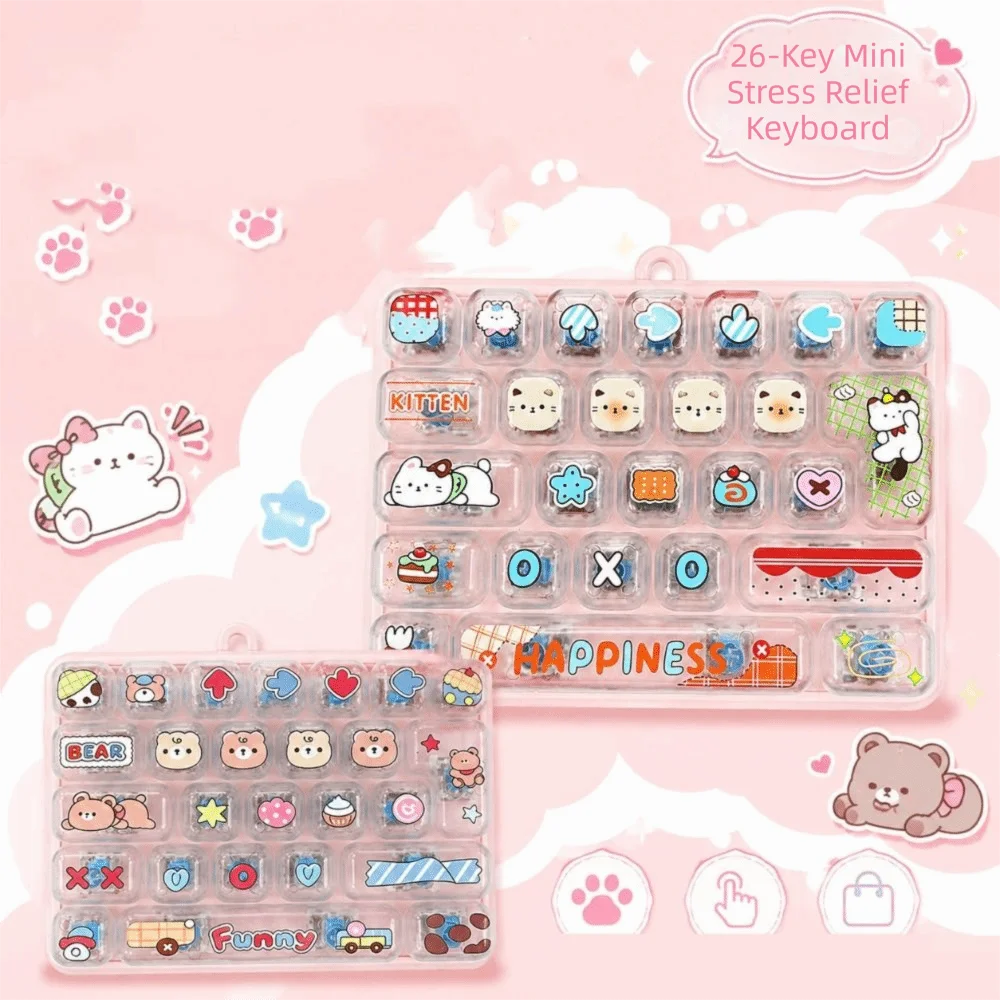Animal Theme 26 Keys Keyboard Keychain Clear Key Sounds Plastic Mechanical Keyboard Transparency Cartoon