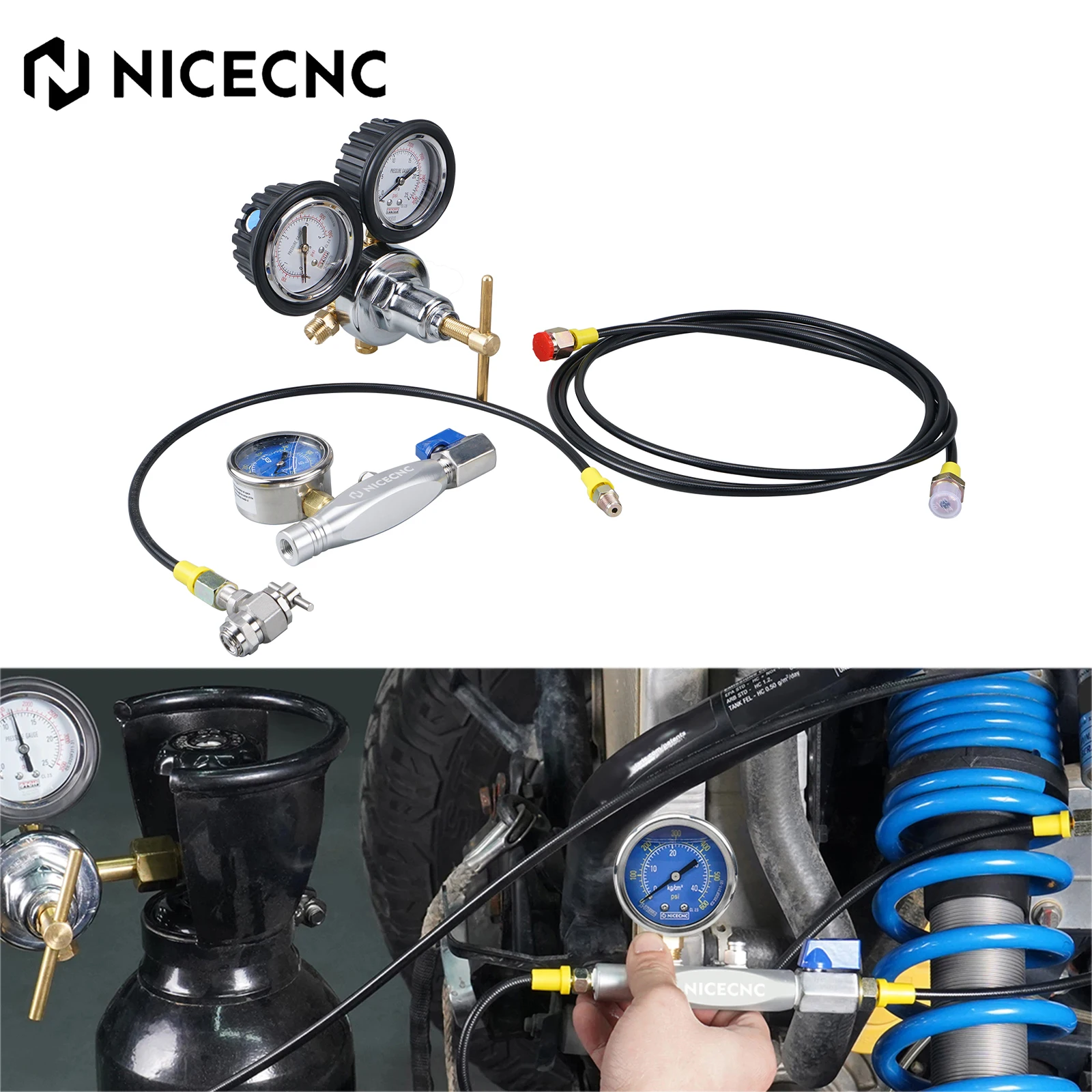 600psi Nitrogen Regulator Nitrogen Shock Fill Tool For Yamaha Raptor Can Am Maverick Polaris Honda BMW Ducati Suzuki Kawasaki