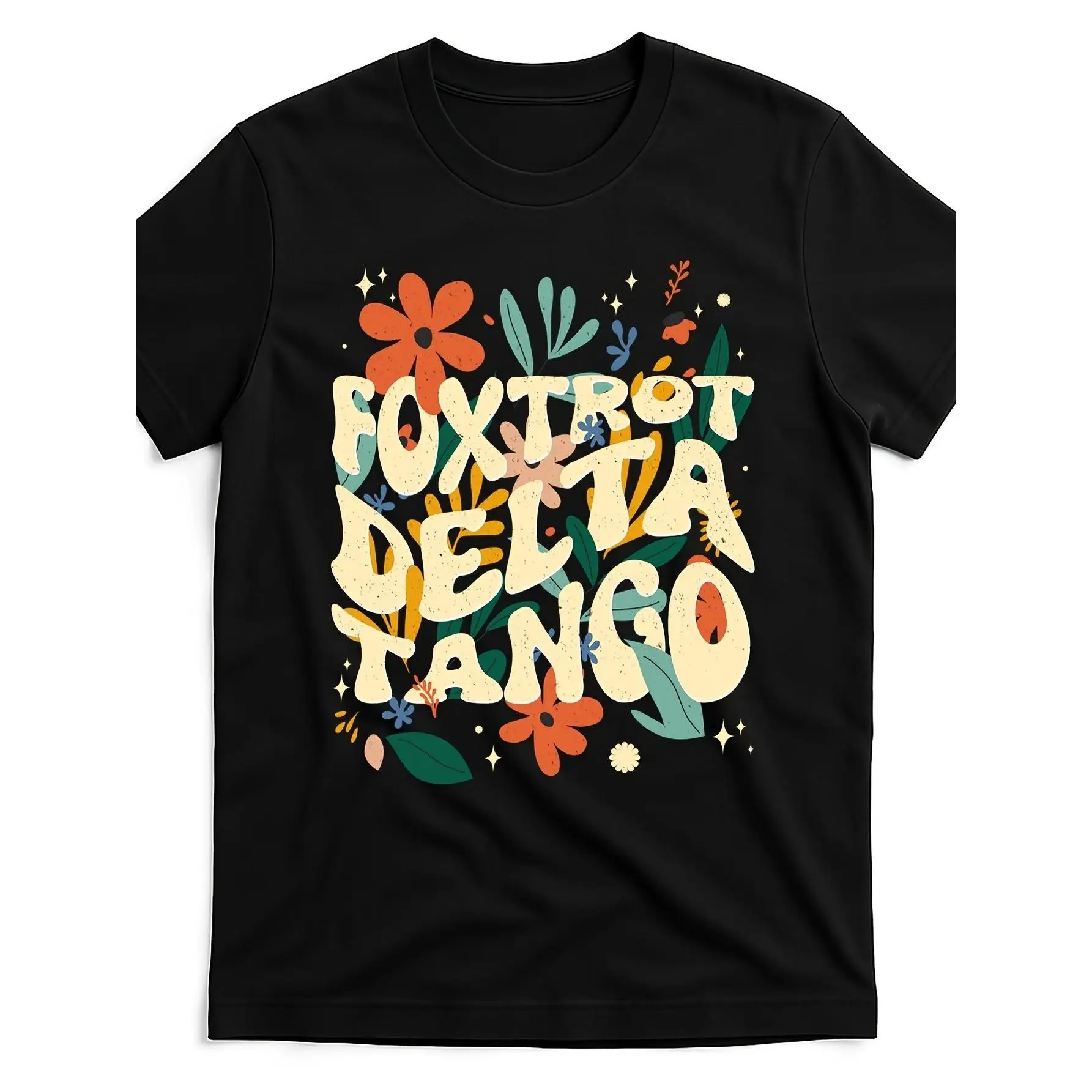 

New Unisex Foxtrot Delta Tango T-Shirt, NATO Alphabet FDT Tee, Retro Floral Graphic Top, Pilot & Military Enthusiast Gift