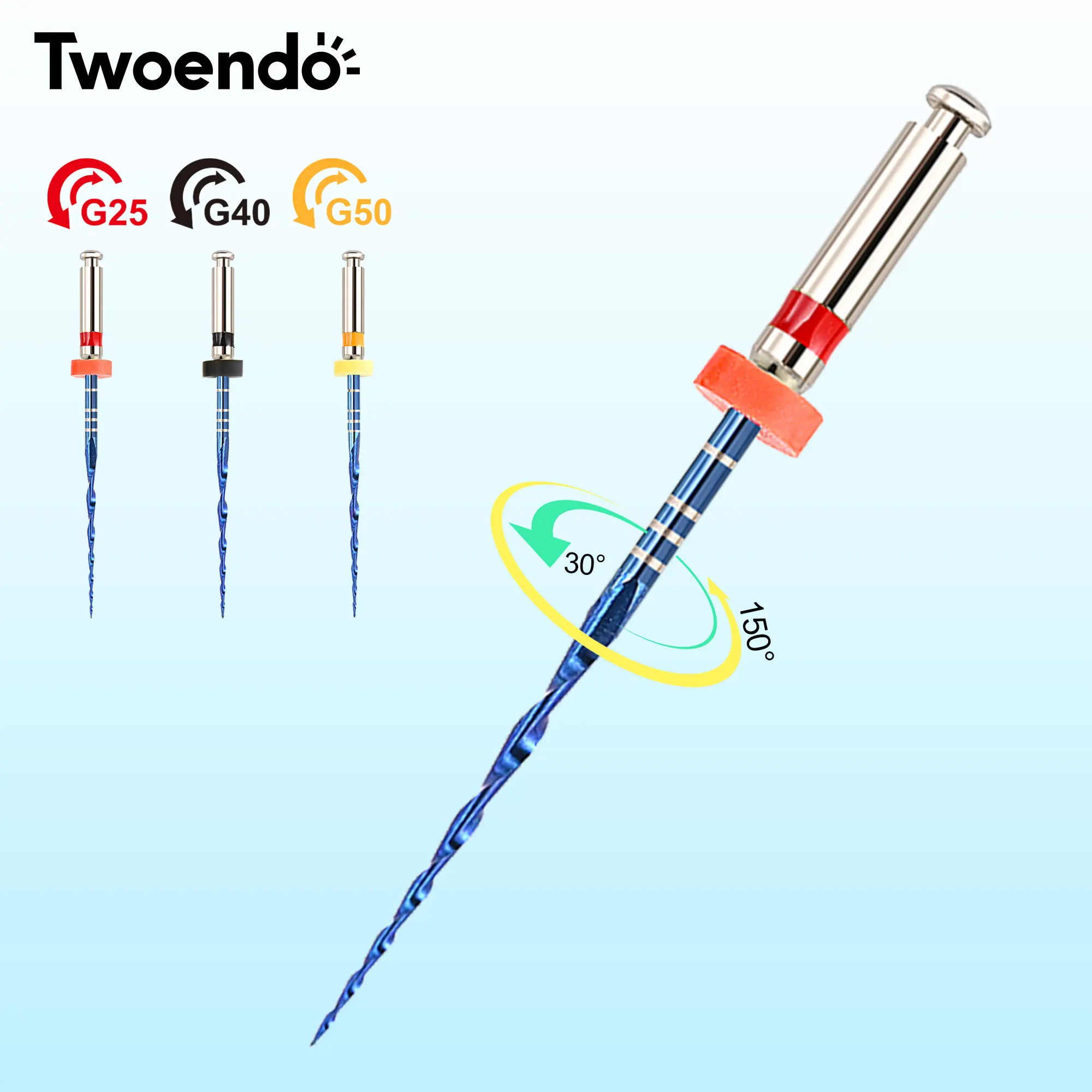 Twoendo Fils endodontiques réciproques bleus à activation thermique NITI One Files pour endodontie dentaire