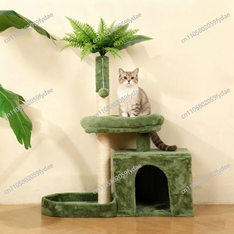 

pink Large Multi-level Cat Trees & Scratcher with Hammock Luxury Wood Pet Cat Tree Tower