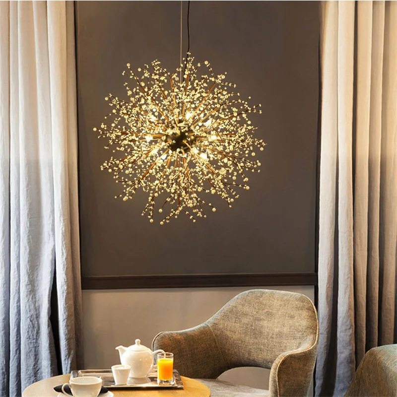 Modern Creative Art Colorful Pearl Dandelion Chandelier Fireworks Light Ball Room Shop Commercial Restaurant Star 