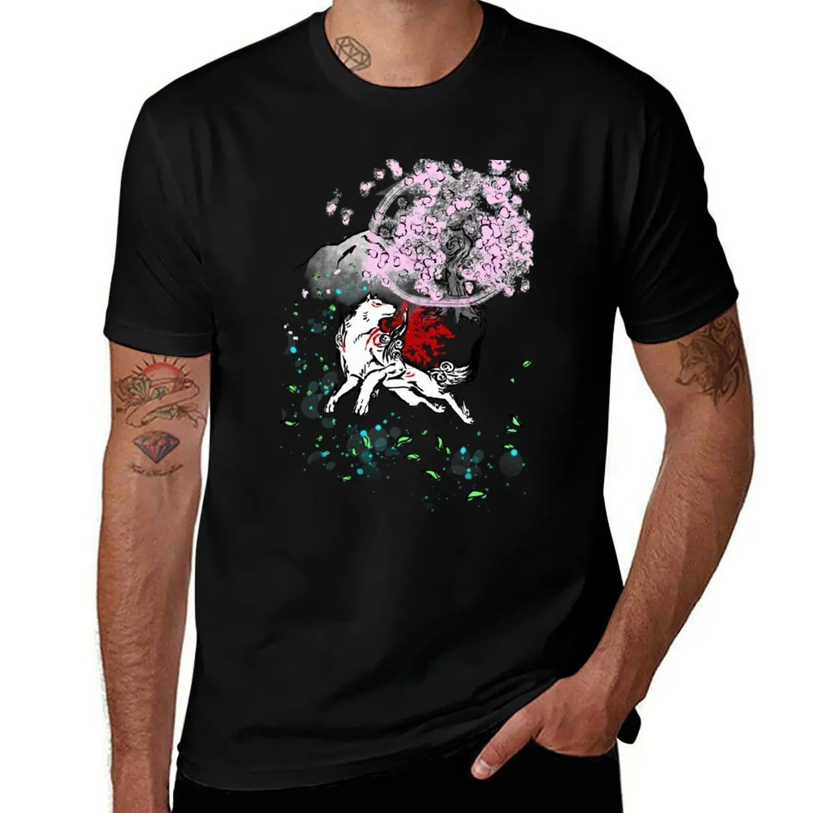 

Amaterasu Okami With Cherry Blossoms (1) T-Shirt tshirts personalised anime shirt mens clothing