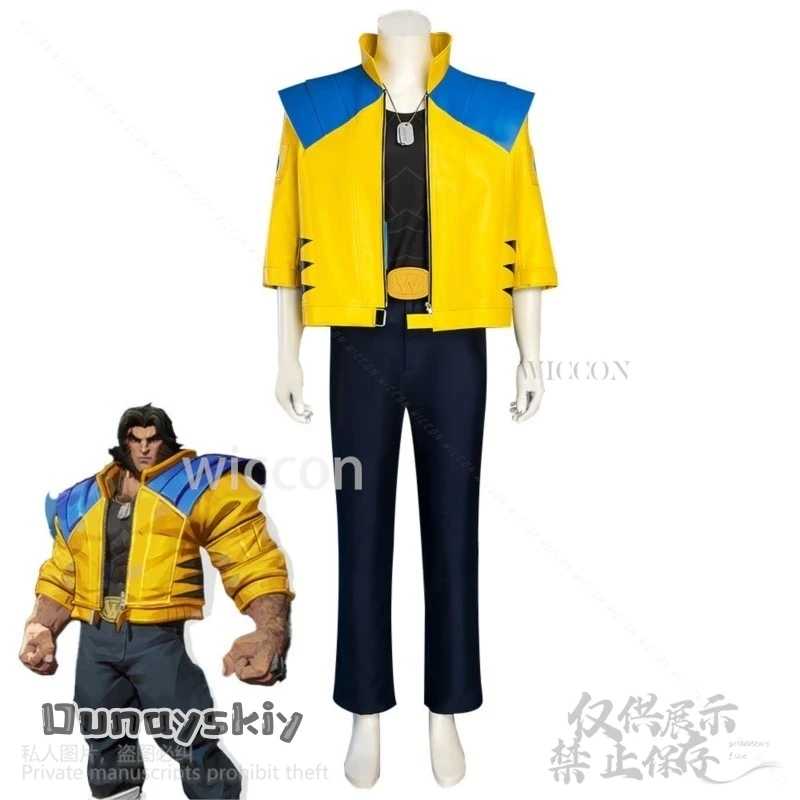 Juego Rivals Cosplay Lobo Anime disfraz Y2K Punk moda abrigo amarillo chaqueta cuero Halloween carnaval traje peluca Logann personalizado