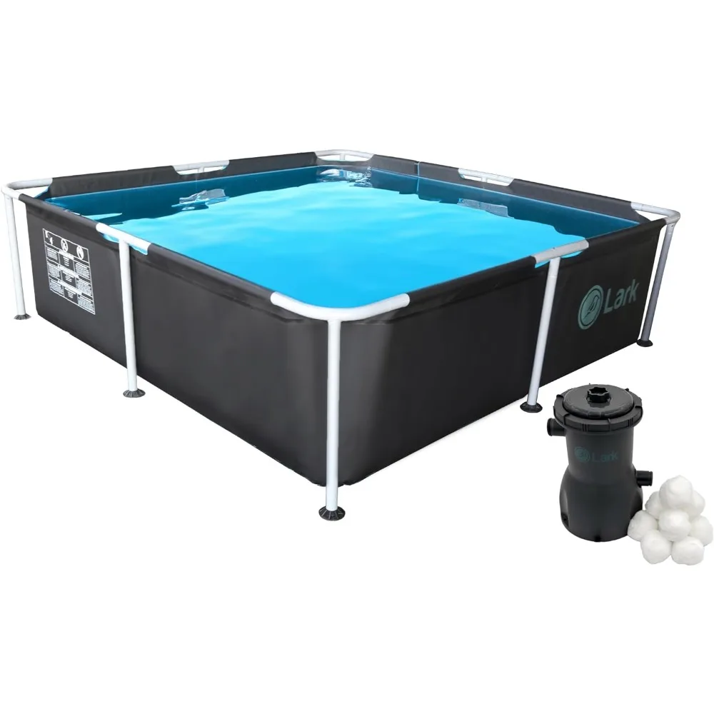 

7' x 24" Square Metal Frame above Ground Pool with 530 Gallon Filtration Pump