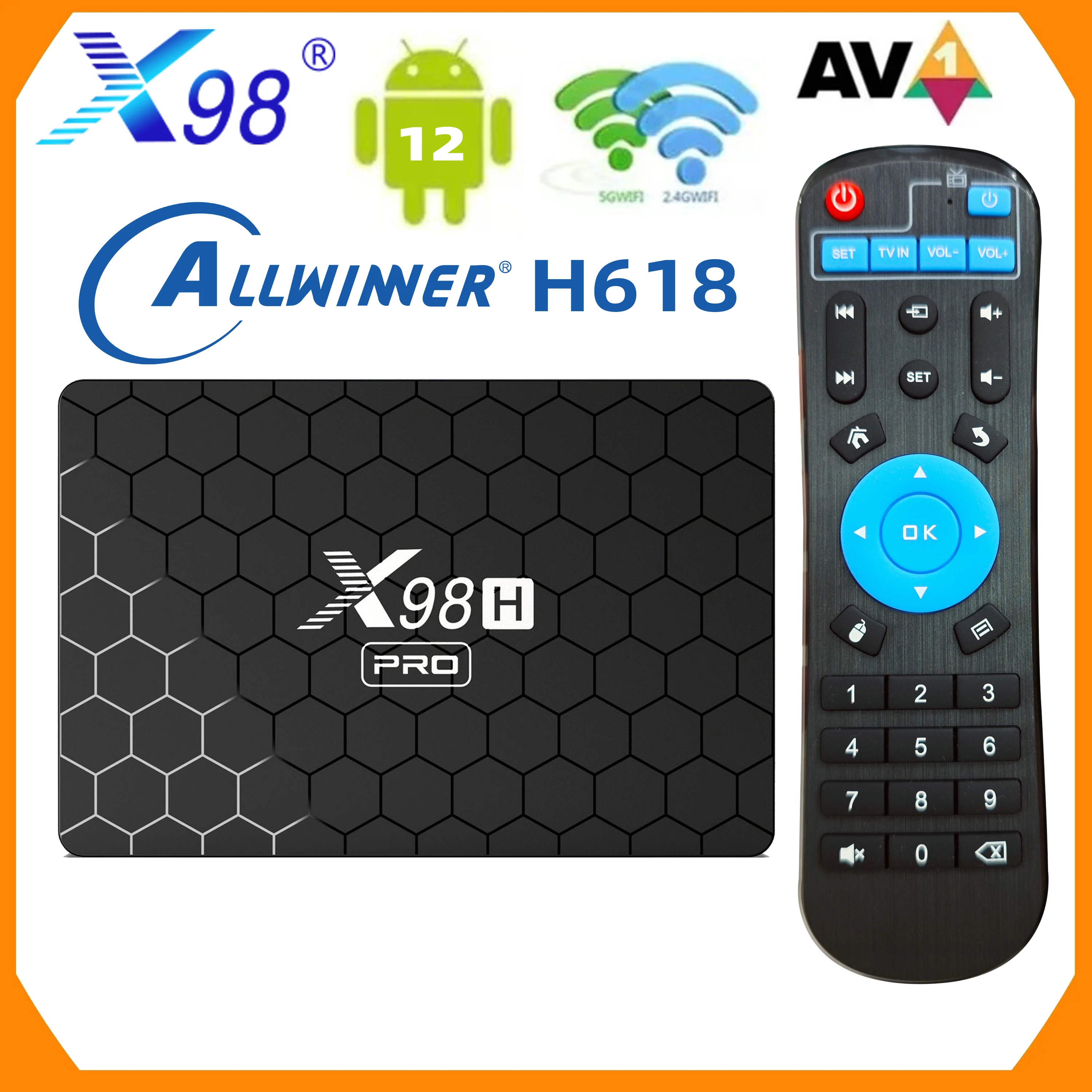 X98H Pro 스마트 TV 박스 6K 2.4&5G WiFi6 BT 1000M LAN Google 음성 보조 안드로이드 12.0 Allwinner H618 X98HPro 셋톱박스