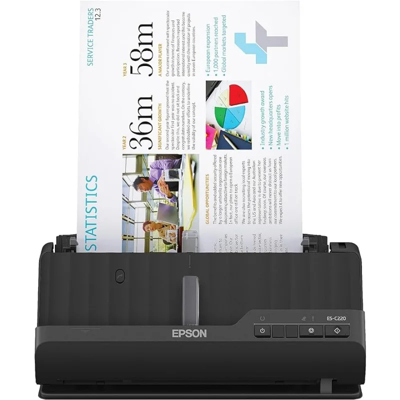 Epson Workforce ES-C220 Compact Desktop Document Scanner with 2-Sided Scanning and Auto Document