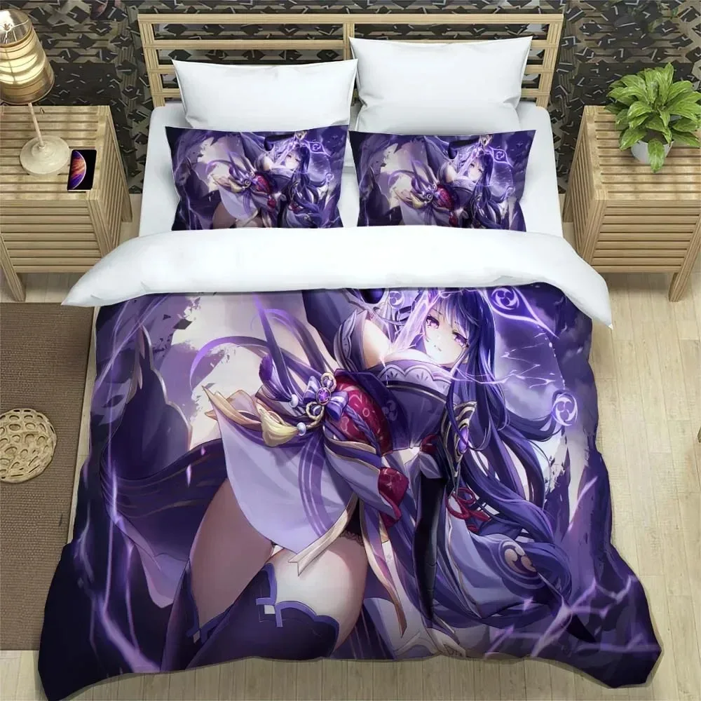 

Genshin Digital Printed Bedding Set For Bedroom Soft Modern Bedspreads Comefortable Kids Duvet Cover Quilt Cover And Pillowcase