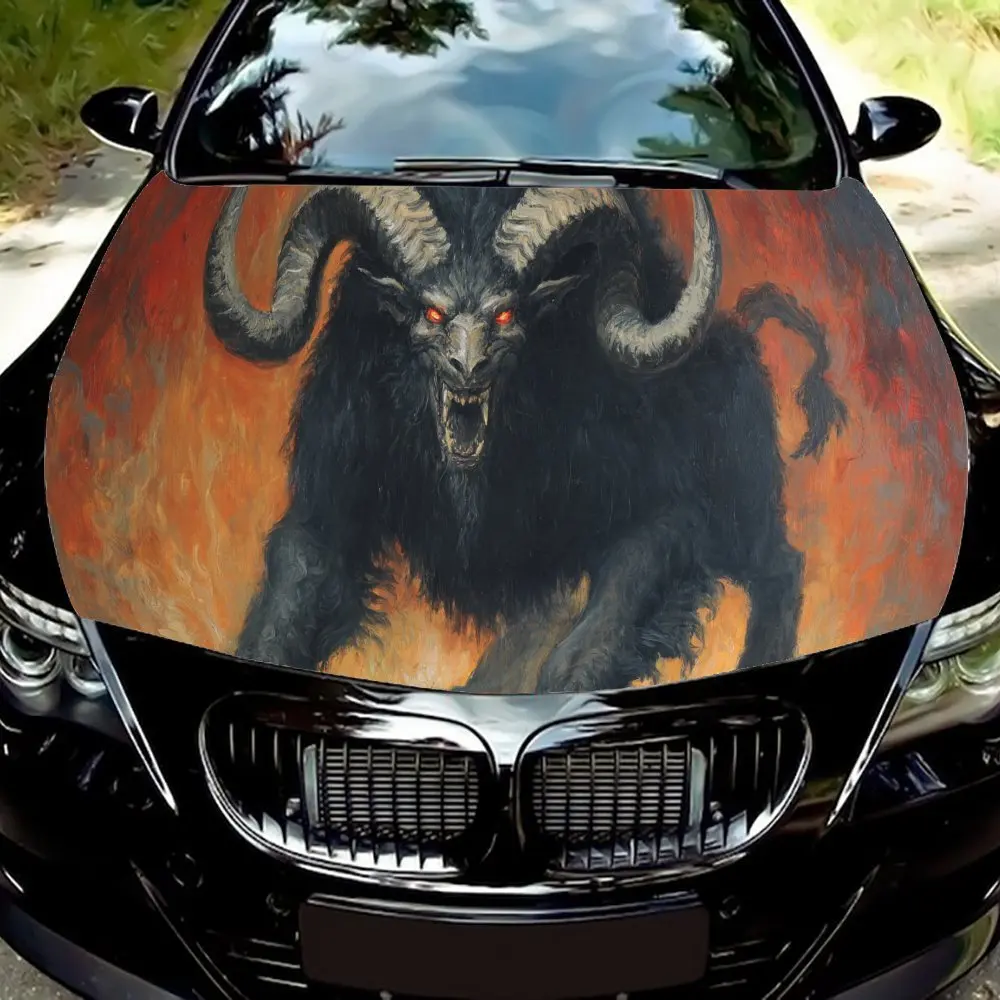 

Наклейки на капот автомобиля Fierce Flame Demon, водонепроницаемые самоклеящиеся, устойчивые к царапинам, легко приклеиваемые, прочные автомобильные наклейки из ПВХ, автомобиль
