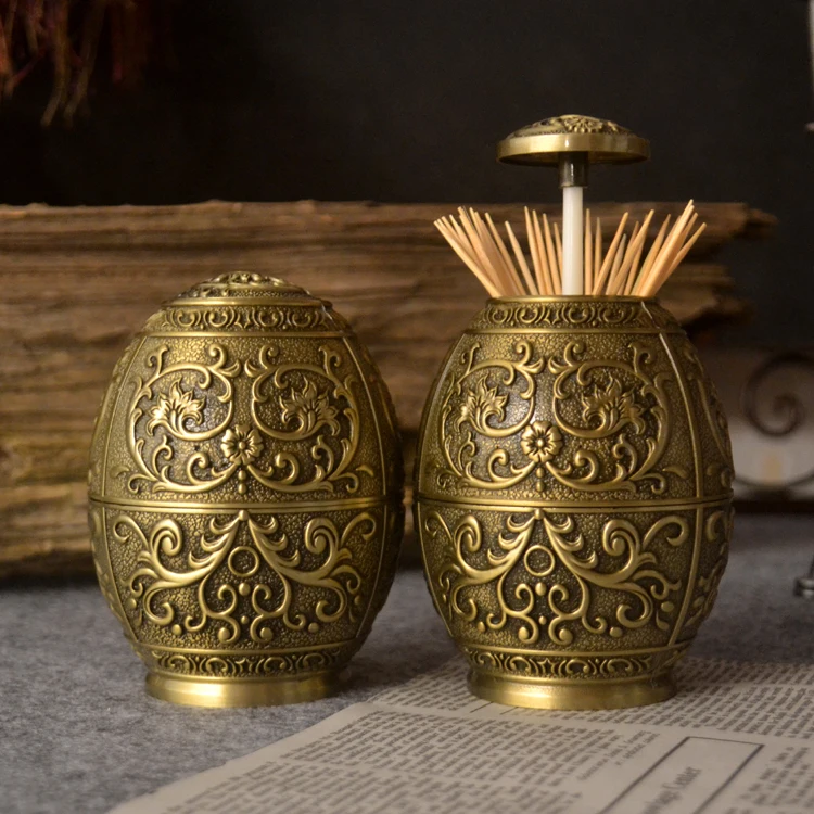 

Toothpick Holders, Classic Metal Automatic Bronze Toothpick Box, Dinner Table Decor, Toothpick Dispenser, Tandenstoker Houder