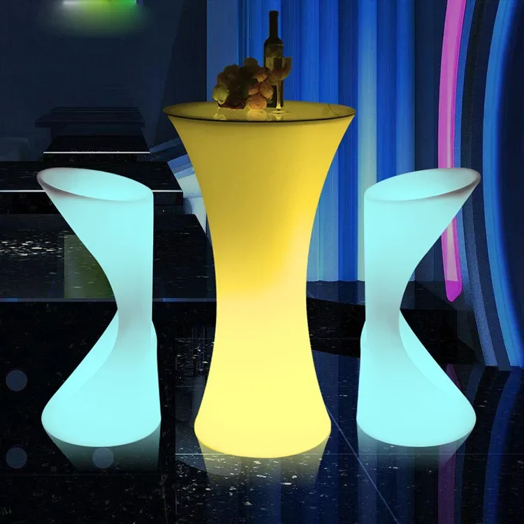 Silla de Bar de plástico LED de fábrica, taburete, mesa de iluminación, silla que cambia de Color, mesa luminosa, envío gratis