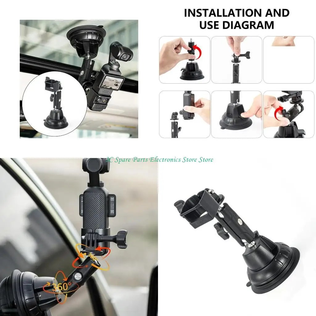 

SZ Кронштейн на присоске для камеры Pocket 3, держатель для спортивной камеры, подставка, адаптер с резьбой 1/4