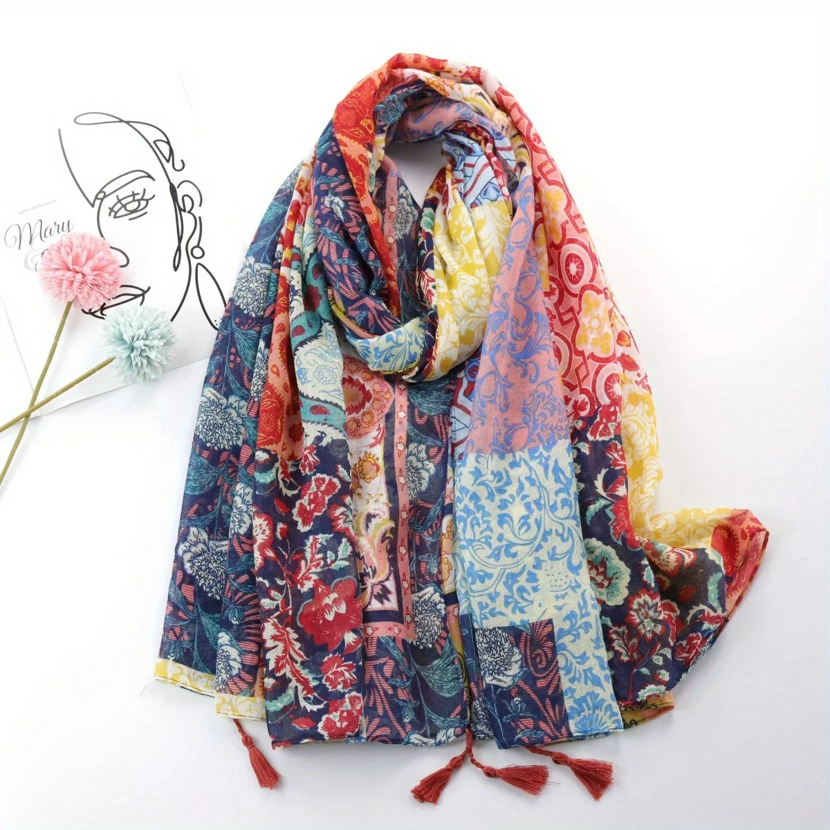 

1 PCS Spring/Summer Travel Shawl Ethnic Style Versatile Hoodie Beach Towel Sunscreen Towel