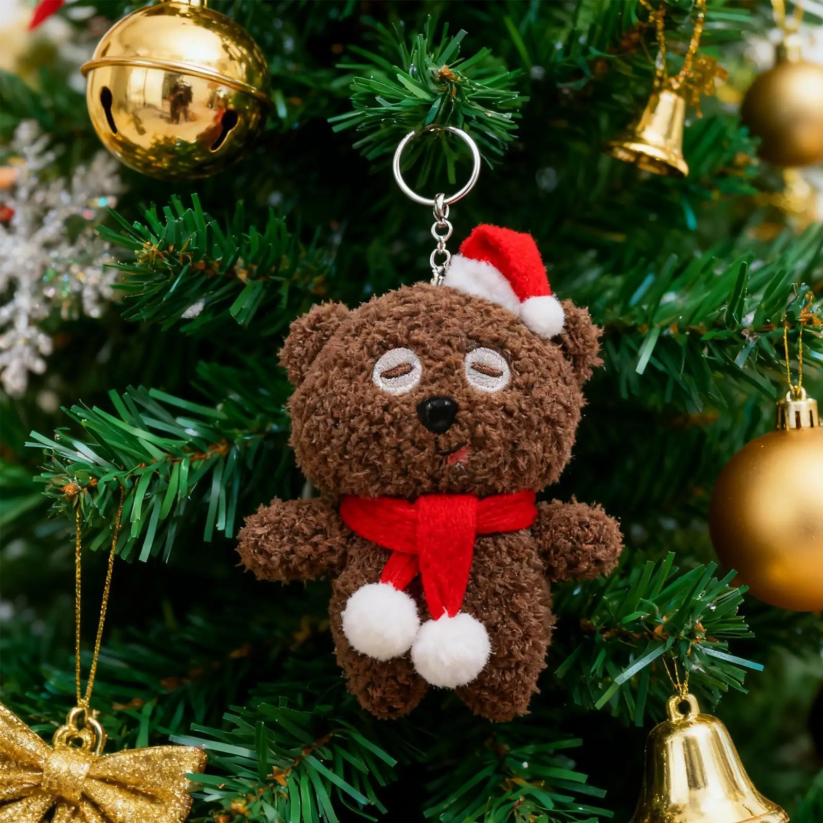Portachiavi orso di Natale Portachiavi decorativo in peluche di Natale Ciondolo bambola orso per bambini Borsa per adulti Zaino Borsa da viaggio Scuola