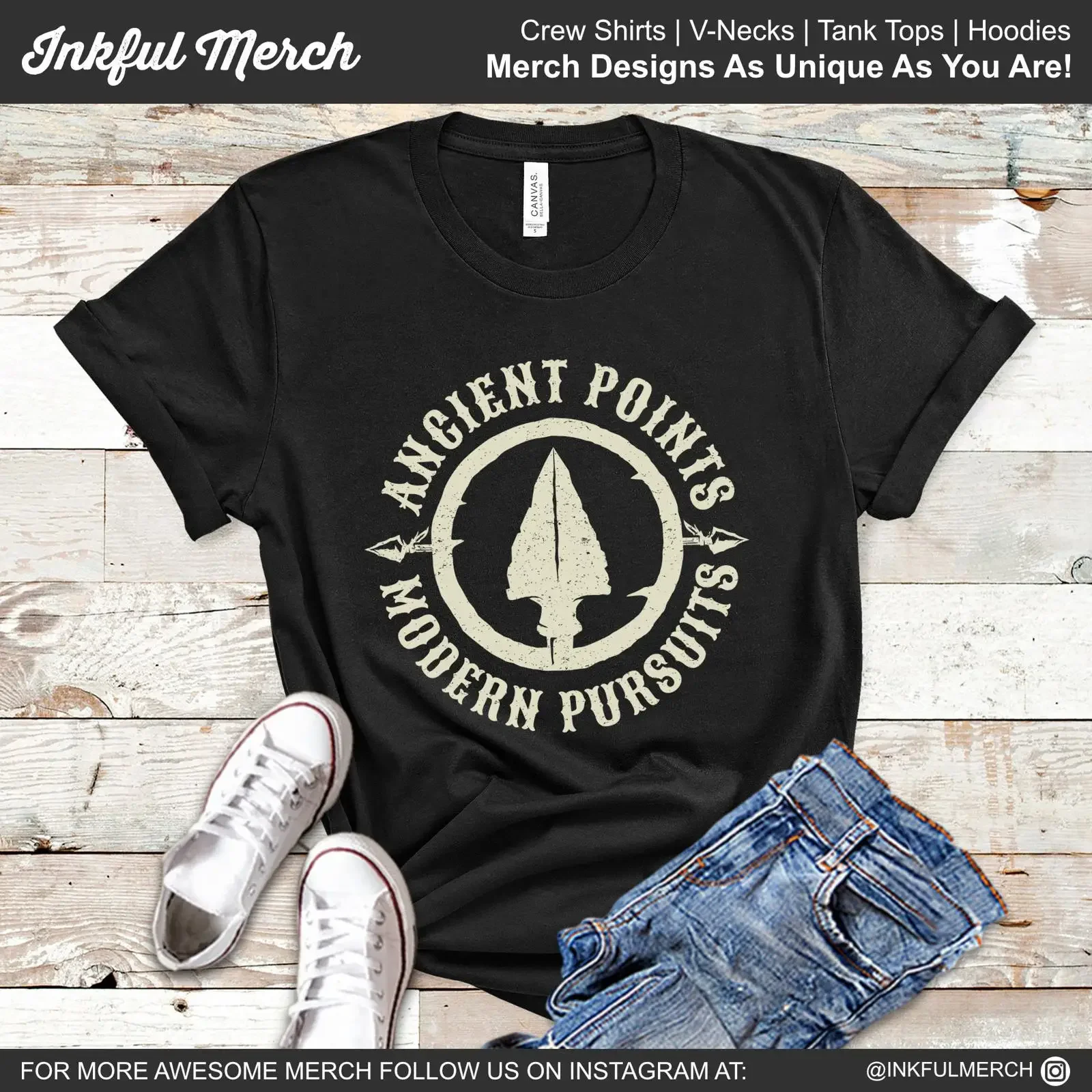 Ancient Points Modern Pursuits Arrowhead Hunting T Shirt Collector Casual for Archaeology Enthusiasts vintage Washed