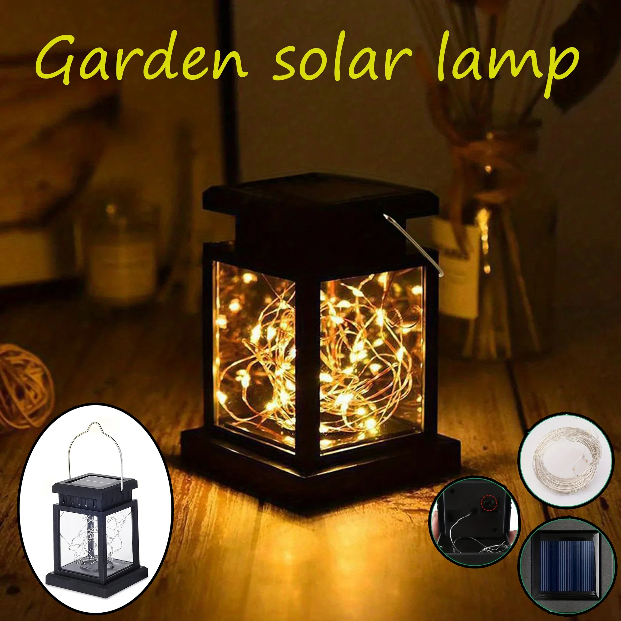 

GEFENSI Solar Star Copper Wire Lamp Garden Decoration Waterproof Outdoor Solar Lights Retro Palace Lantern Hanging Landscape Lig