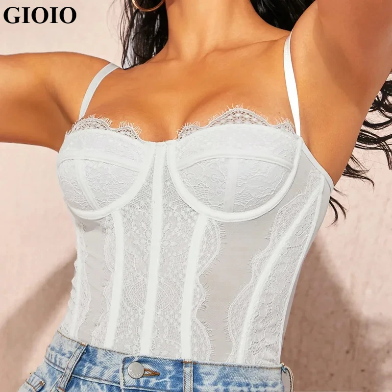 GIOIO Wedding Waist Trainer Shaper Lace Black Corset Steel Bone Waist And Abdomen Crotch Court Corset Top Women