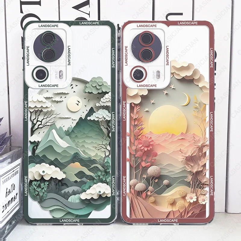 Case For Xiaomi 13 12T Redmi Note 12 11 10 Pro Turbo Poco F5 F4 F3 X5 X4 X3 GT Printing Landscape Creative Mountain Phone Cover