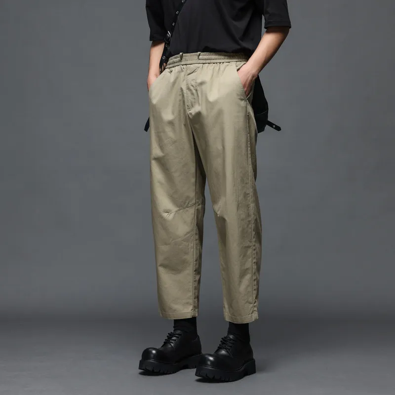 High Quality 72 Lyocell Cut Japanese Style Retro Pants Cropped Skinny Pants Men's Korean Fashion Suit Pants