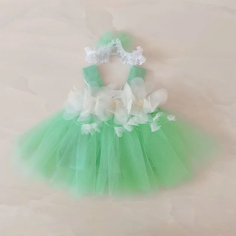 Newborn Baby Girl Sweet Princess Flowers Dress Infant Toddler Sleeveless Tutu Dress Party Birthday Costumes Baby Clothes 0-2Y