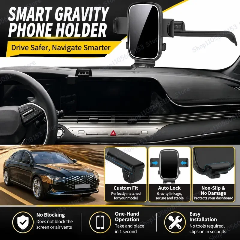 Suporte de Telefone Ajustável para Carro com Clip para Ventilação, Estável e Sem Vibrações, para Hyundai Grandeur Azera IG 2019 2020 2021 2022