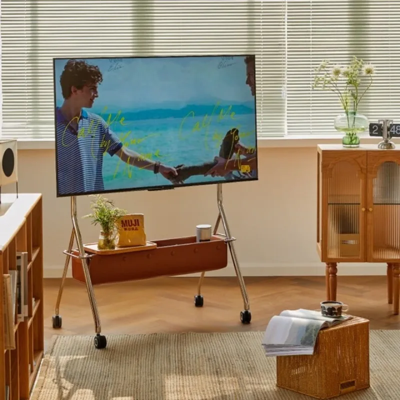 

TV mobile bracket Nordic retro floor removable living room monitor TV rack cabinet