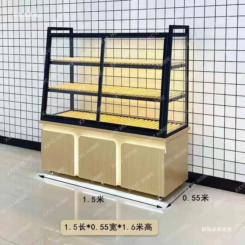 A Bread display cabinet bakery cake island cabinet commercial glass checkout page small bakery side cabinet