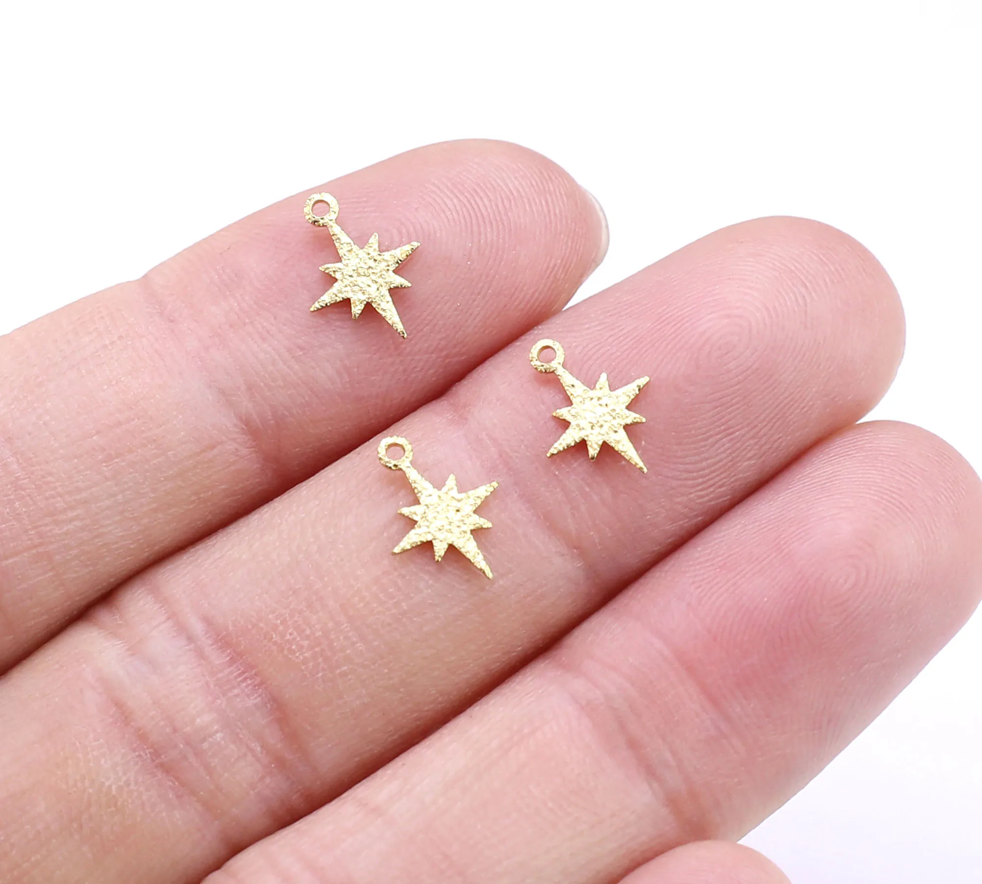 

50pcs North Star Earring Charms, Mini Star Charm, Celestial Charm, Charms For Jewelry Making, Earring Findings, 10.2x7.5mm R2643