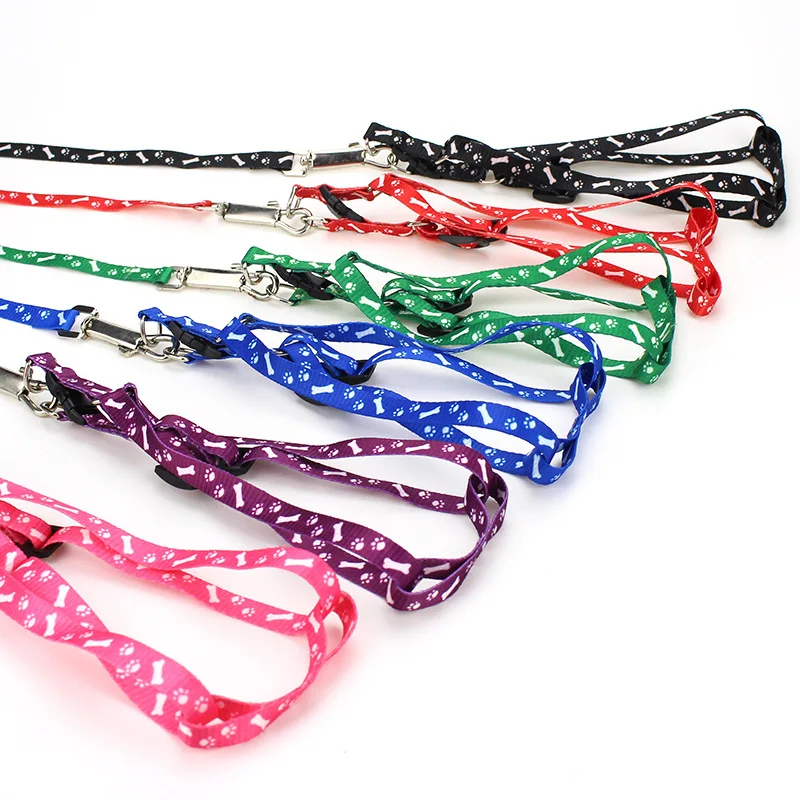 Dog Collars Printing Small-sized Pet Puppy Dog Cat Rabbits Safety Adjustable Lead Harness Leash Traction Rope Cloth Pet Supplies