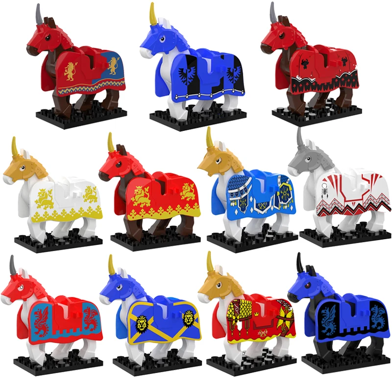 Medieval Building Blocks Crusades Hospitaller Teutonic Lion Jerusalem Tripoli Knights Figures Solders Weapons Shields War-horse