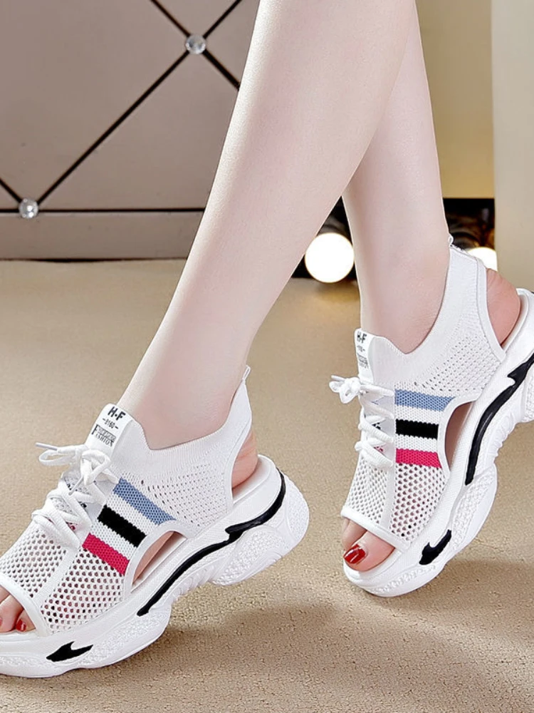 Sandal Women Summer 2023 Sneakers Women Hollow Out Soft Bottom Versatile Thick Bottom Zapatos Mujer