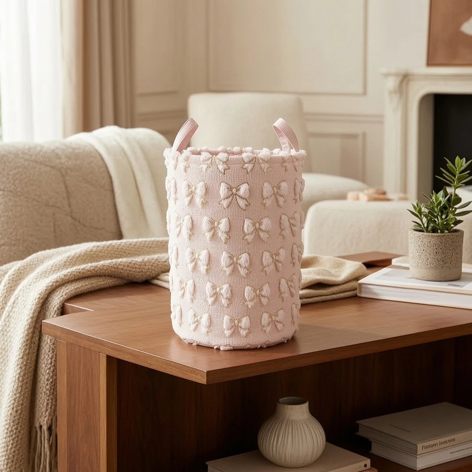 Laundry Hamper Textured Laundry Hamper with Handles Storage Basket with Handles Stylish Storage Basket with Handle Collapsible