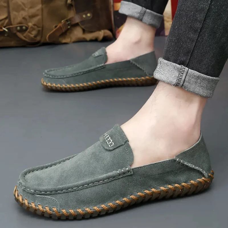 

Men's Large Size Handmade Shoes Casual Round Toe Lightweight Slip on Loafers Non-slip Comfortable Flats Zapatillas De Deporte