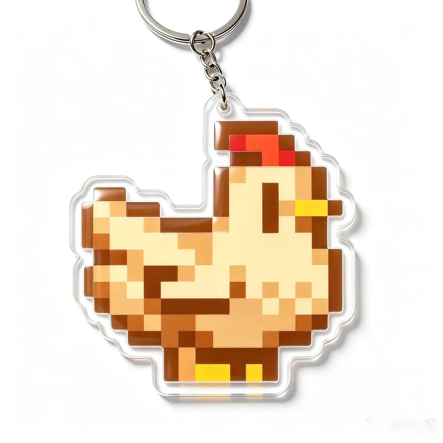 Pixel Game Keychains, Cute Acrylic Charms, Clear Outline Cut Key Rings for Bag, Purse, Backpack & Gift