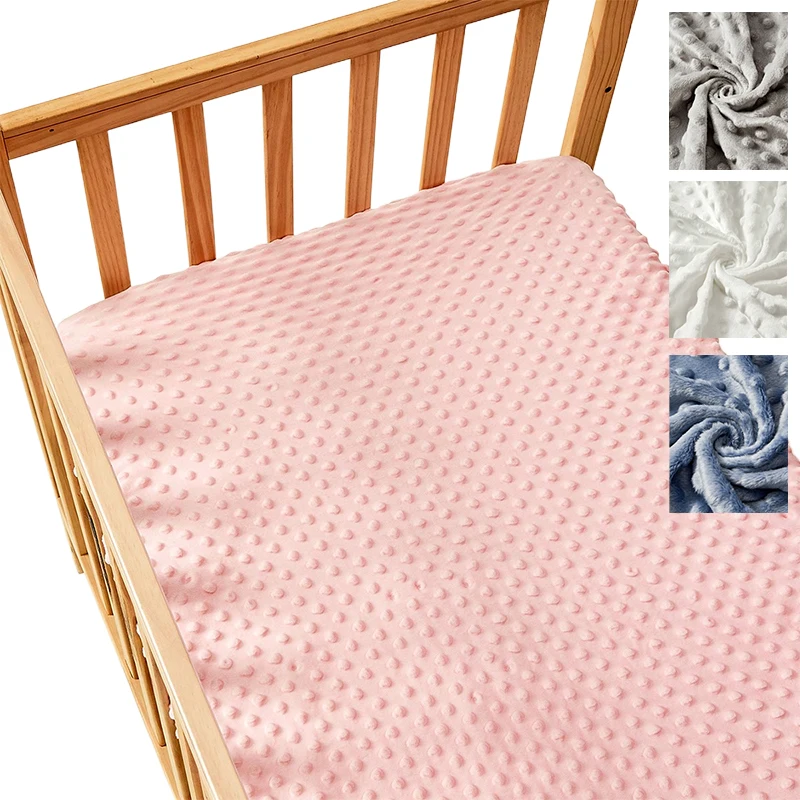 1PC Solid Color Dotted Flannel Crib Sheet Crib Mattress Children\'s Bed Cover For Newborn Bassinet Cradle Sheet Beding