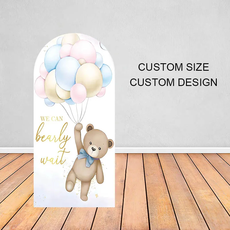 

Mehofond Toy Bear Arch Wall Cover Backdrop We Can Bearly Wait Party Baby Shower Newborn Portait Colorful Balloon Background Prop