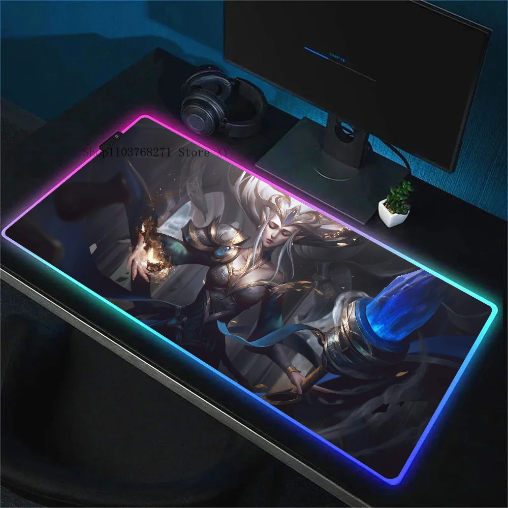 Janna League Of Legends Mousepad XXL RGB Gaming Mouse Pads HD Black Gamer Accessories Large LED