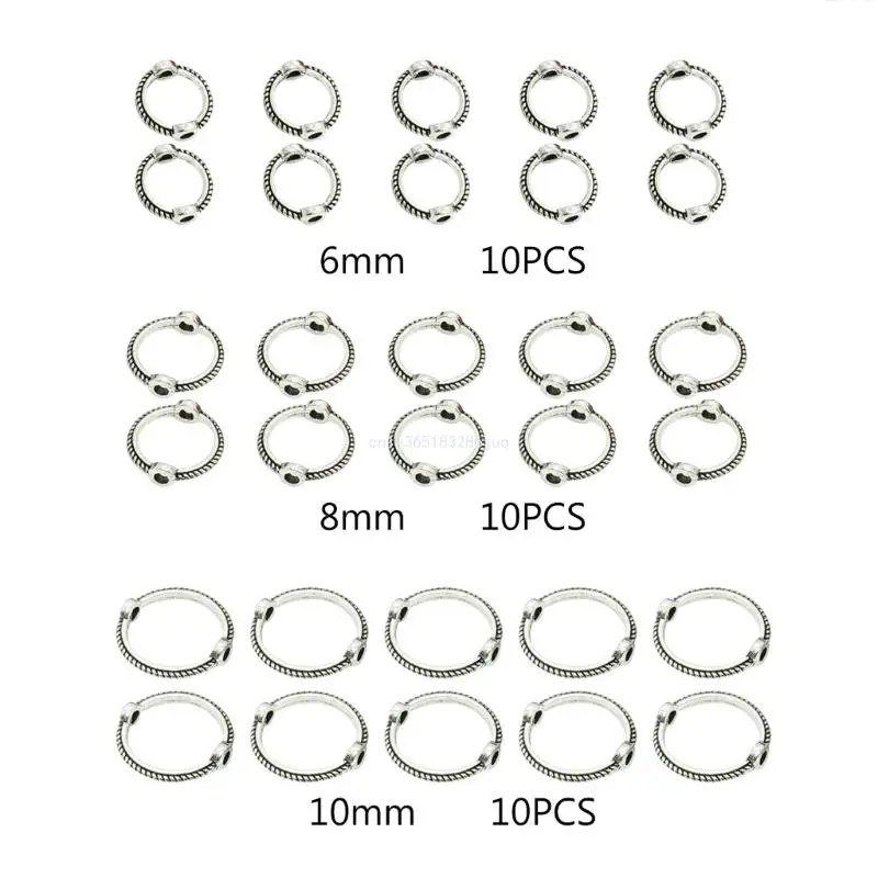 30x Spacer Beads Pendant Ring Bail Beads Connectors with Loop for Jewelry Making Dropship