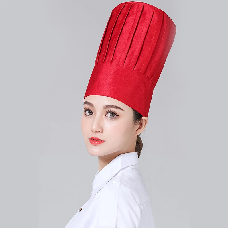 Chef High Hat Restaurant Baker Catering Cook Chef Hat Hotel Kitchen High Cap Women Men Uniform Waiter Workwear Hat Adjustable