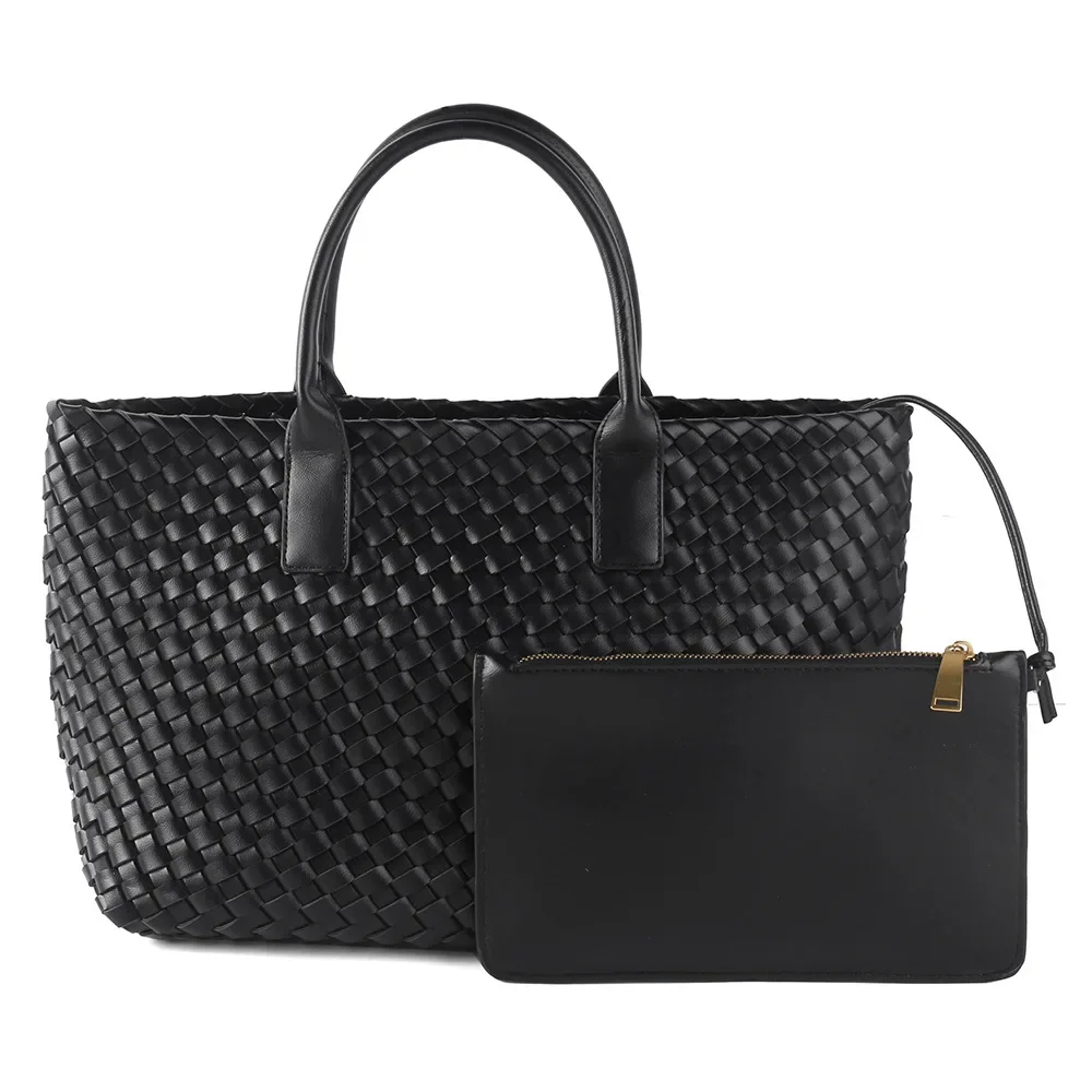 ZR DIARY Premium Woven Bag Women Simple Tote Bags Large Capacity Commuter Handbag for Female