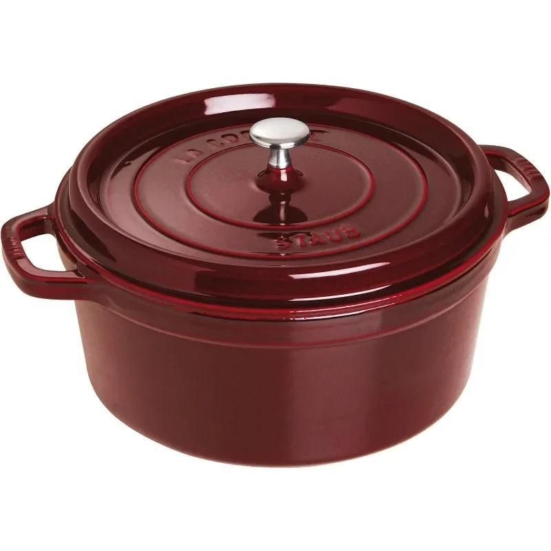 Staub Cast Iron 7-qt Round Cocotte - Grenadine, Made in France