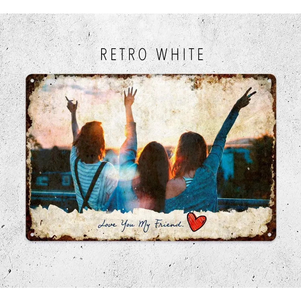 CIFbuy Personalized Text Retro White Distressed Metal Sign, Custom Text Wall Ornament Gift (Only For Decoration)