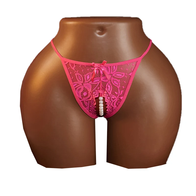 

Erotict Crotchless Thongs G-string Lingerie 1Pcs Women Lace Beading Panties Ladies Sexy Underwear Crotch-Pearls Ornament Briefs