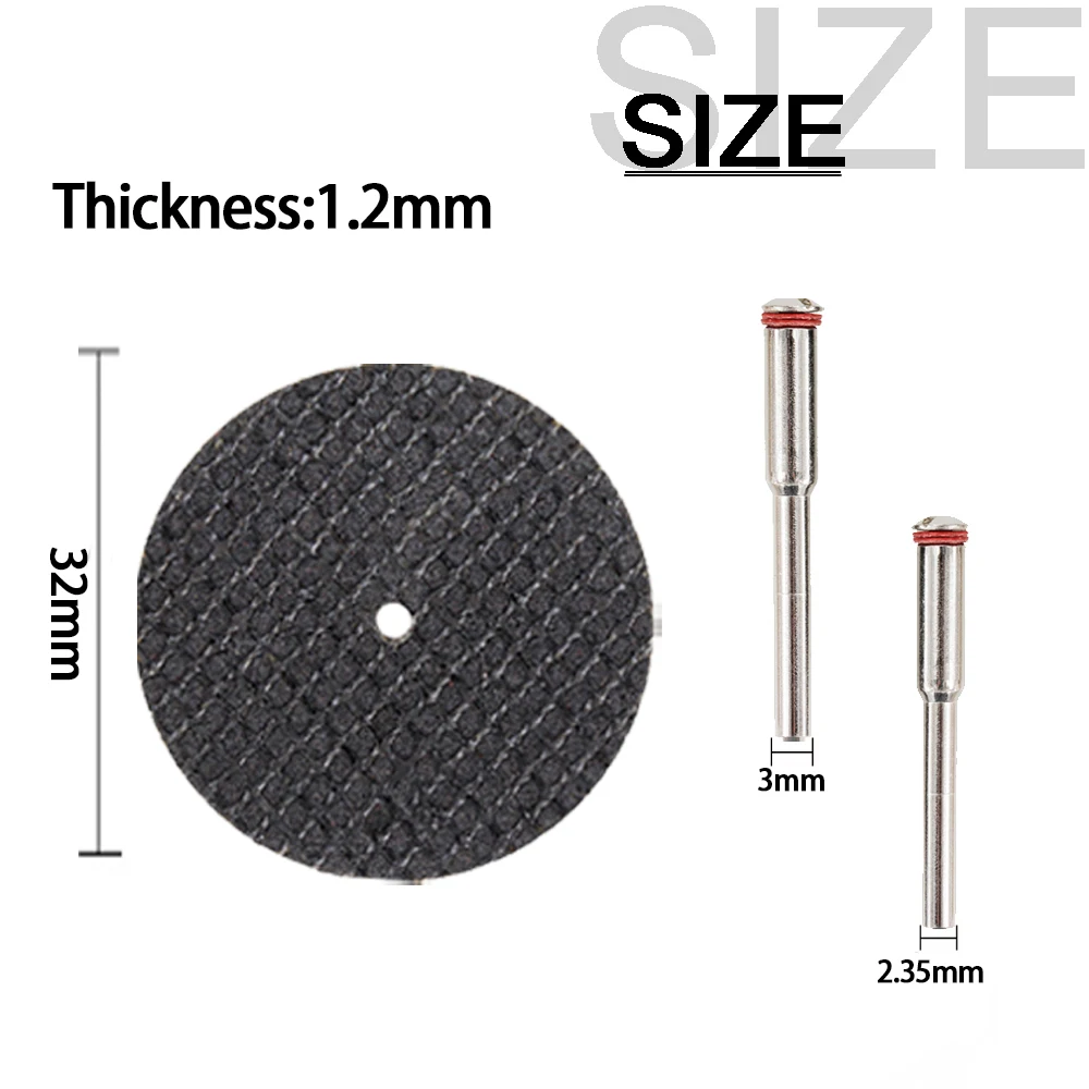 22pcs 32mm Mini Abrasive Cutting Disc Fiberglass Reinforced Cutting Wheel With Mandrels For Dremel Metal Cutting Rotary Tool