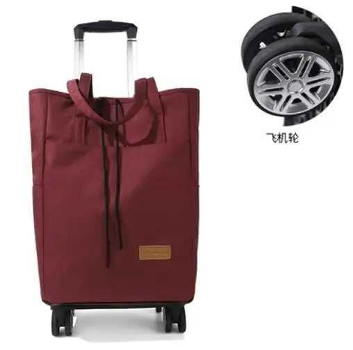 Frauen reisen Trolley Taschen leichte Spinner Räder Einkaufs knebel Einkaufs tüte mit Wagen faltbare Reisewagen Aufbewahrung taschen