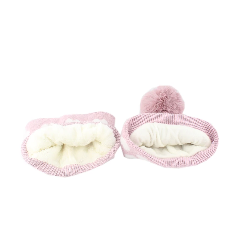 Cappello per bambini Scraf 2 pezzi Set ragazze Cute Winter Beanie Cap Outdoor antivento cappelli caldi fodera in pile protezione per le orecchie berretti con pompon