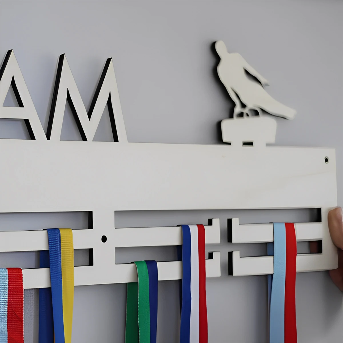 1pc Custom Modern Style Star Decor Frame Wooden Sports Medal Holder, Wall Mounted Display Stand for Sports Lovers Gift view 6