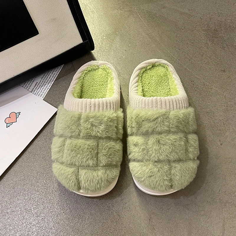 STRONGSHEN Soft Plush Women Cotton Slippers Non-Slip Floor Indoor Home Furry Slippers Female Floor Shoes Bedroom Hotel Flip-flop