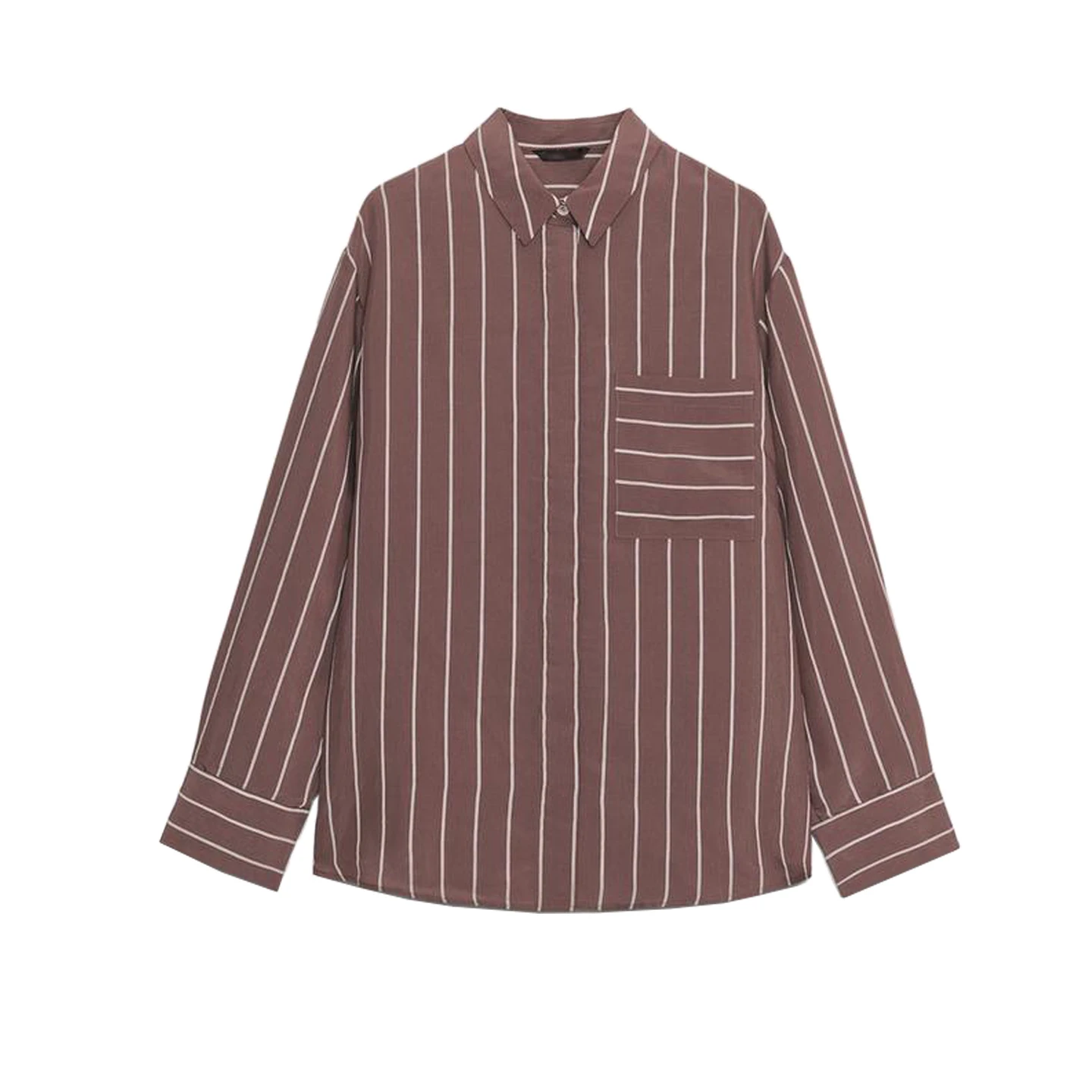 Invierno nuevo mujer largo Sve irt Design Sense ket rayas decoradas drapeado irt corte suelto fibra de poliéster resistente t...