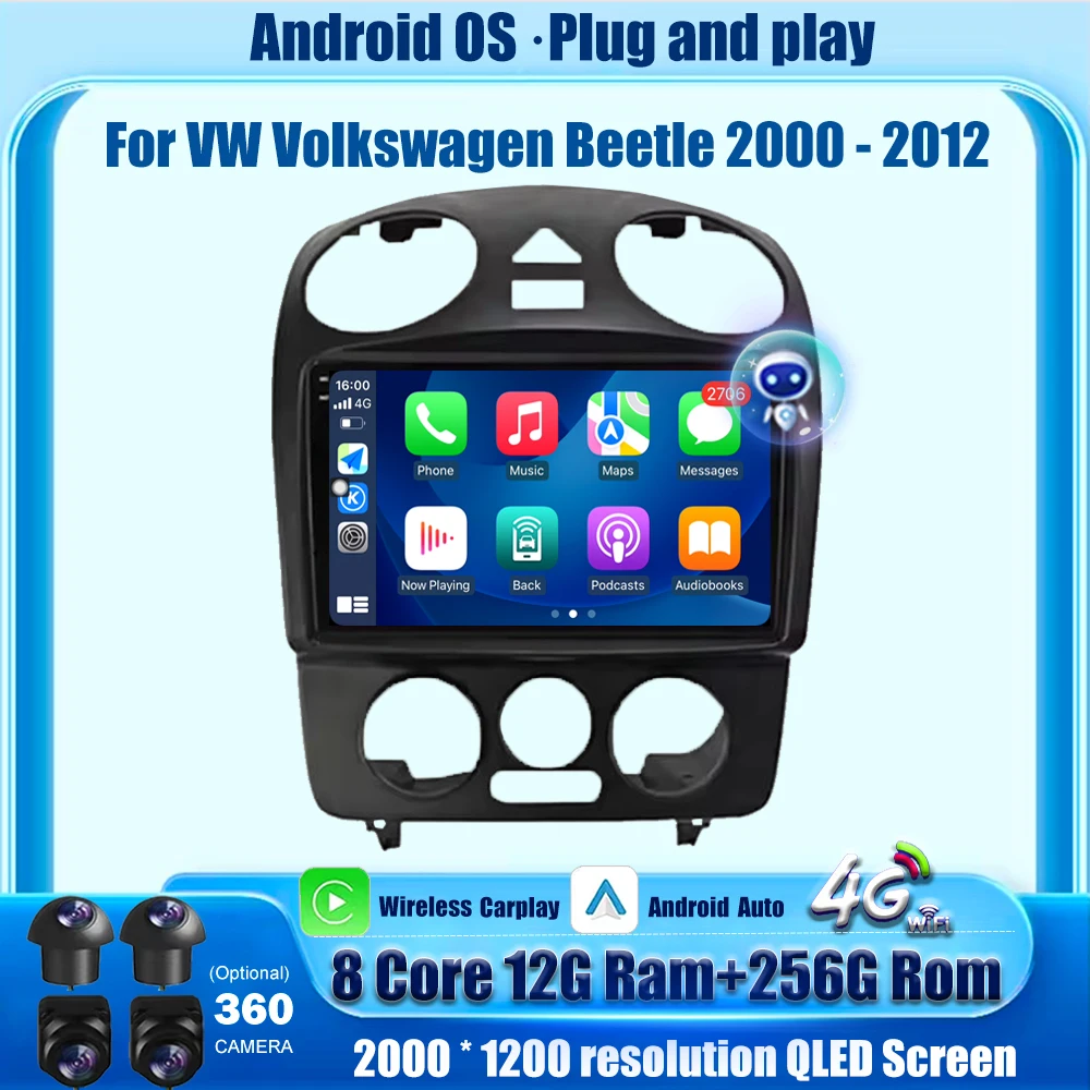 

Android Auto BT DSP Carplay For VW Volkswagen Beetle 2000 - 2012 Car Radio Stereo 4G WIFI GPS Navigation Multimedia Video Player